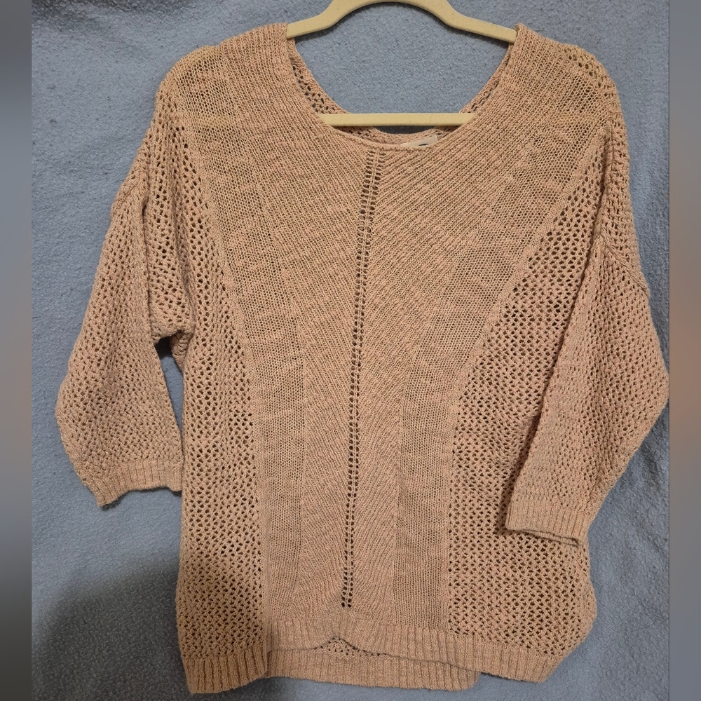 Blush Pink Open Knit Sweater